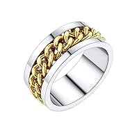 PROSTEEL Mens Spinner Ring, Figit Rings For Anxiety, Rotatable Cuban Link Chain 8mm Chunky Ring, Size 6-14, Engrave Available, Come Gift Box