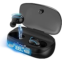 Bluetooth Earphone in-Ear, Wireless Earbuds Touch Control with Microphone, Bluetooth 5.2 Noise Cancelling Headphones, HiFi Stereo, IP67 Waterproof, LED Display Fast Charging Case, for Sport and Work.