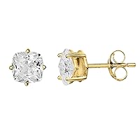14K Yellow Gold Plated Silver 2.00 Carat Cushion Cut Diamond Soliater Stud Earrings For Women & Girl By Elegantbalaji