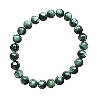 8mm Natural Green Seraphinite Bracelet, Seraphinite Crystal Jewelry For Women Man Round Beads Stretch Strands AAAAA