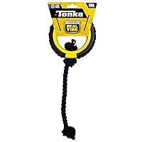 Tonka Mega Tread Rope Tug Dog Toy, Lightweight, Durable and Water Resistant, 15 Inches, for Medium/Large Breeds, Single Unit, Yellow/Black