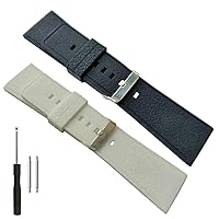 30mm Men's Silicone Rubber Watch Band Elegant Replacement Strap Black White