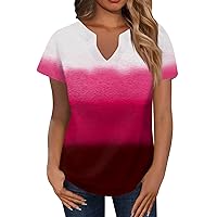 Women's T-Shirts Blouses Short Sleeve Tunic Tops Casual Loose V Neck Shirts Floral Print Tshirts Spring and Summer T-Shirts Workout Shirts Going Out Tops for Women