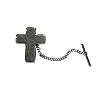 Silver Toned Textured Religious Cross Tie Tack