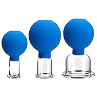 Glass Cupping Set,3Pcs Glass Silicone Cupping Cups,3 Size Massage Vacuum Suction Cupping Cups for Body Face Leg Arm Back Shoulder Muscle and Joint Pain