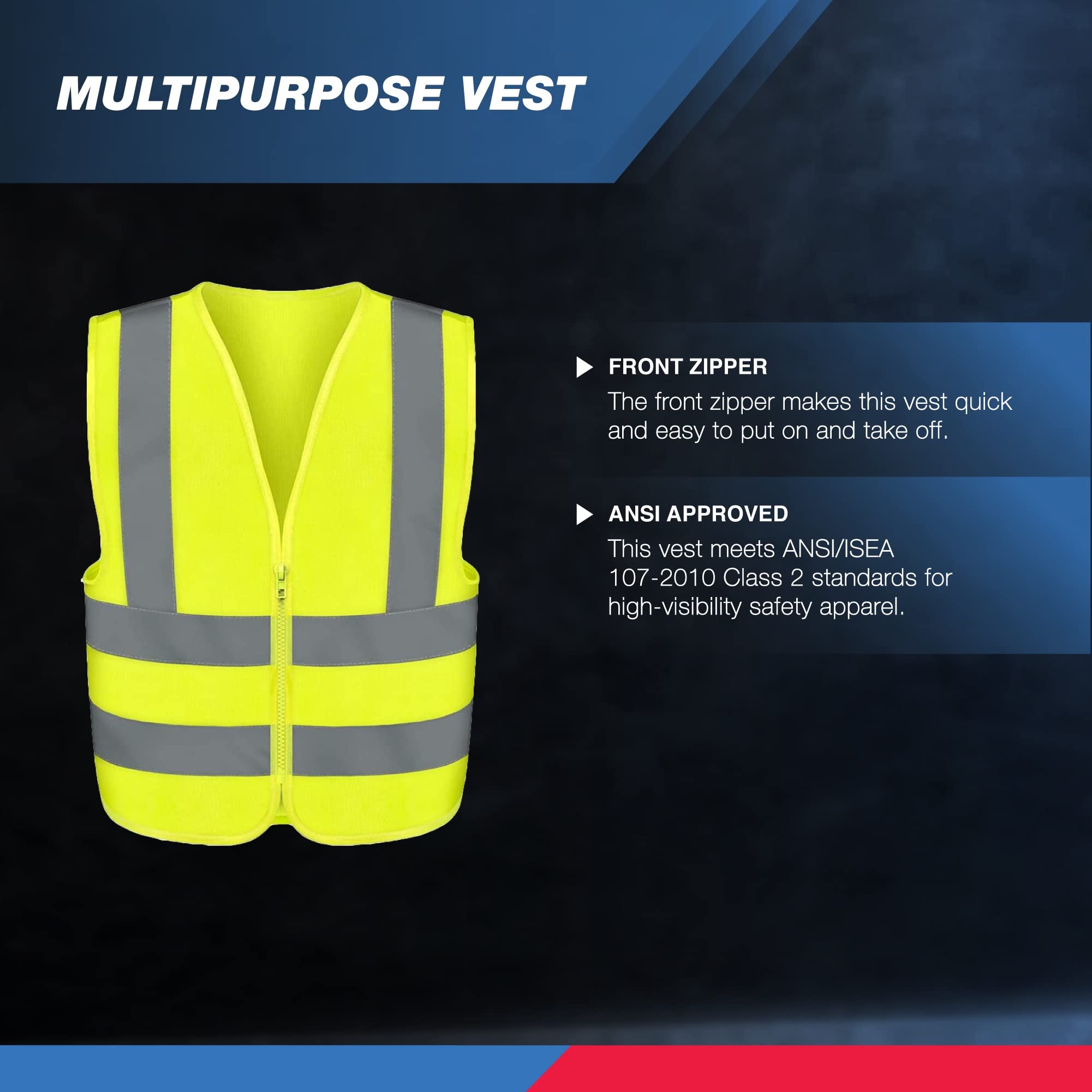 Neiko High Visibility Safety Vest with Reflective Strips