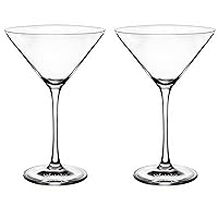 Crystal Martini Glasses Set of 2, 9oz Lead-Free Tall Cocktail Glasses for Bar, Cosmopolitan, Manhattan, Gimlet, Pisco Sour. V-Shape Straight-stemmed Classic, Goblet Gift for Birthdays