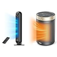 Dreo Tower Fan for Bedroom, 24ft/s Velocity Quiet Floor Fan & Space Heater, Portable Electric Heaters for Indoor Use with Thermostat