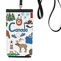 Canada Landscap Animals National Flag Phone Wallet Purse Hanging Mobile Pouch Black Pocket