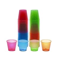 Party Essentials Hard Plastic 1-Ounce Shot Glasses, 150-Count, Multi Neon