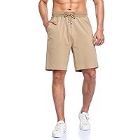 Mens Shorts Adjustable Elastic Waist Casual Workout Shorts with Pockets