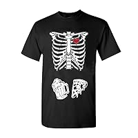 Skeleton Pizza & Beer Adult T-Shirt Tee