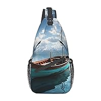 Fishing Boat Sling Bag Lightweight Crossbody Bag Shoulder Bag Chest Bag Travel Backpack for Women Men