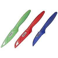 Zyliss 3 Piece Peeling & Paring Knife Set, Blue/Green/Red