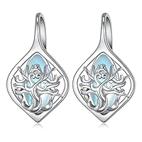 Moonstone Lotus/Tree of Life/Celtic Earrings for Women 925 Sterling Silver Moonstone Leverback Earrings
