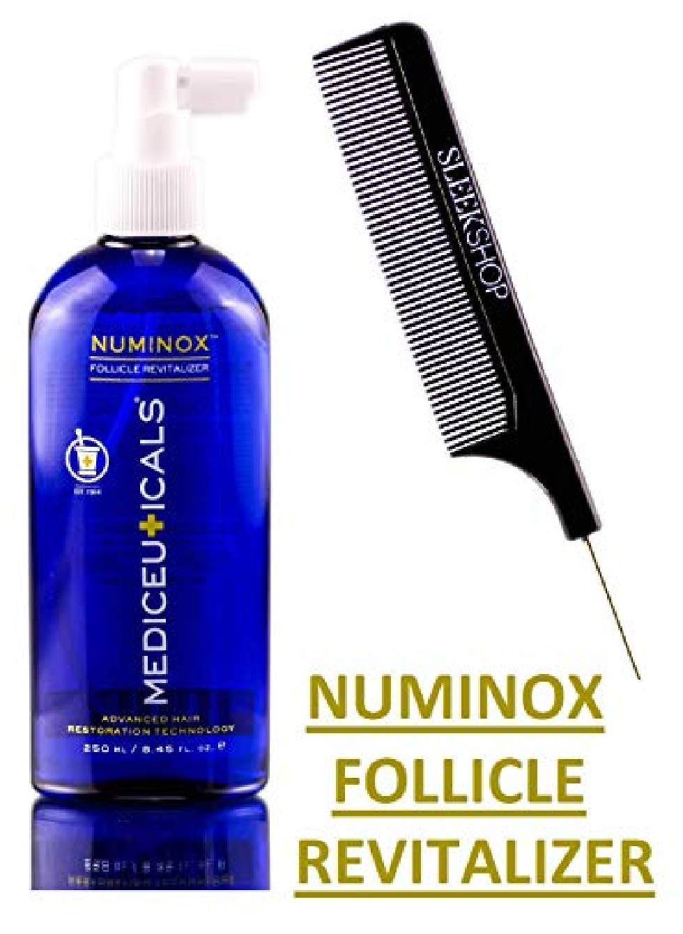 Therapro MEDIceuticals Numinox Follicle Revitalizer - Scalp Energizer, Hair Follicle Stimulator, Advanced Hair Restoration Technology (w/Sleek Steel Pin Comb) (8.45 oz / 250 ml)