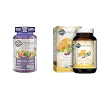 Organic Prenatal Gummies with D3, B Vitamins & Folate Plus Vegan D3 Chewables with Mushrooms, 30 Count Each