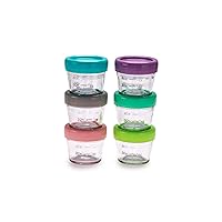 melii Glass Baby Food Freezer Jars, Snack Container with Lids, BPA Free, Microwave & Dishwasher safe (4oz - 6 piece set)