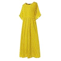 Women's Large Vintage Dress Short Sleeve Casual Dot Dress Printed Dress Maxi Dress for Women with Sleeves