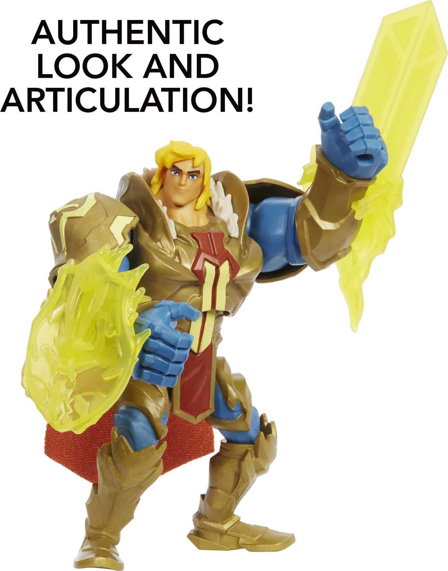 He-Man and the Masters of the Universe He-Man Action Figure in Grayskull Armor with Power Attack Move & 2 Accessories Inspired by MOTU Netflix Animated Series, 5.5-in Collectible Toy for Kids Ages 4+
