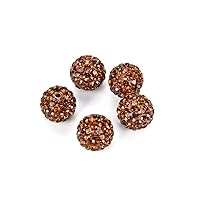 50pcs Adabele Grade A Suncatcher Crystal Rhinestone Pave Loose Beads 10mm Smoked Topaz Yellow Polymer Clay Disco Spacer Ball Compatible with Shamballa All Other Jewelry Making DB10-51