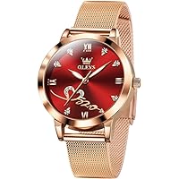 OLEVS Women's Watches Rose Gold Diamond Small Face Stainless Steel Bracelet Analogue Quartz Wrist Watches with Calendar Luminous Waterproof Bangle Gift Set