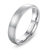 TIGRADE 4mm 6mm 8mm Titanium Ring Brushed Dome Silver Wedding Band Comfort Fit Size 4-14.5