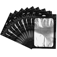 100 Pieces Resealable Mylar Ziplock Bags For Food With Ransparent Window,Mylar Ziplock Bags 3.5 x 4.7 Inch Black Packaging Storage Coffee Beans,Jewelry
