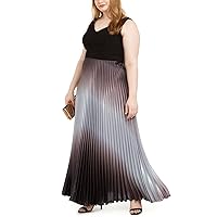 Betsy & Adam Womens Ombre-Pleat Fit & Flare Gown Dress