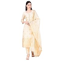 ladyline Womens Partywear Brocade Silk Salwar Kameez with Silk Weaving Dupatta
