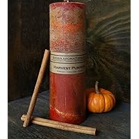 Harvest Pumpkin Spice Cinnamon Clove Scented Pillar Candle Set (3x9.5 Round, Rustic, Dark Orange)