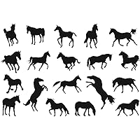 Pack of 19 Various Horse Silhouette Stickers - Phone Stickers - Horse Gifts for Girls - Scrapbook Accessories - Laptop Stickers - Cute Stickers - Nursery Decor - Laptop Sticker (Extra-Small, Black)