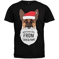 Animal World German Shepard Santa Ugly Christmas Sweater Youth Black T-Shirt