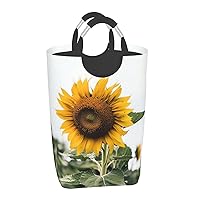 Laundry Basket Waterproof Laundry Hamper With Handles Dirty Clothes Organizer Bloom Sunflower Print Protable Foldable Storage Bin Bag For Living Room Bedroom Playroom