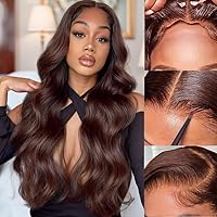 VIPbeauty Chocolate Brown Wear and Go Glueless Wig Human Hair 180 Density Brown Body Wave 7X5 Lace Front Wig Human Hair #4 Colored Hd Transparent Glueless Wigs Pre Plucked 22Inch