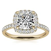 Moissanite Cushion Cut Ring, 1.0 ct, Sterling Silver & 18K Yellow Gold