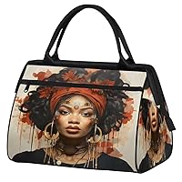 Travel Duffel Bag, African Girl Cool A Sports Tote Gym Bag,Overnight Weekender Bags Carry on Bag for Women Men, Airlines Approved Personal Item Travel Bag for Labor and Delivery