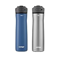 24oz Stainless Steel Leakproof Water Bottle with Straw & Handle, Keeps Drinks Cold 24hrs & Hot 6hrs - 2 Pack