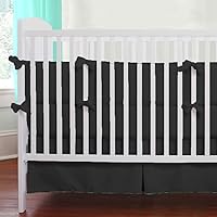 Unisex Nursery Baby Bedding Toddler Bed Skirt Solid Pattern 500 TC Egyptian Cotton (Black,Toddler Bed)