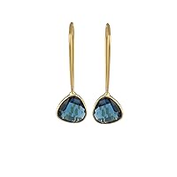 Hydro London Blue Topaz Gemstone Hook Earrings Gold Plated Heart Shape Stone EJ-1050
