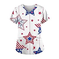 Nurse Shirt Women Nursing Tshirt American Flag Graphic V Neck Tee Nursing School Gift T-Shirt Casual Loose Fit Tops