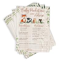 Printed Party Baby Shower Predictions and Advice, Woodland Animals, 50 Cards