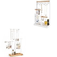 Jewelry Organizer Stand Necklace Holder Bundle with 3 Tier Height Adjustable Necklace Holder
