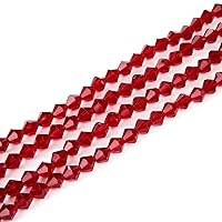 20 Strands Czech 6mm (0.24 Inch) Faceted Bicone Crystal Glass Loose Beads Siam Red Red (860-920pcs) for Jewelry Craft Making CCB605
