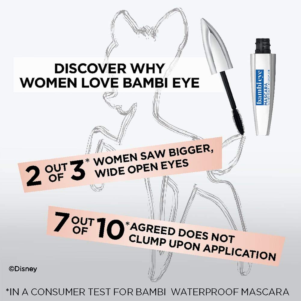 L'Oréal Paris Bambi Eye Waterproof Mascara, Lasting Volume, Blackest Black, 0.21 fl. oz.