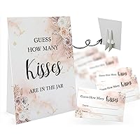 Guess How Many Kisses Are in the Jar Game-1 Standing Sign and 50 Guessing Cards, Floral Bridal Shower Games, Baby Shower Sign, for Boys Girls Baby Shower Favors and Weddings Party Decoration-07