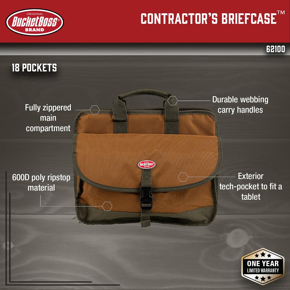 Bucket Boss Contractor's Briefcase in Brown, 62100, Brown|Brown and Green