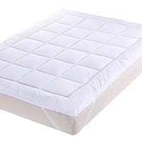 Royal Hotel Bedding Abripedic Plush Cotton Mattress Topper, King, 2 Inches Hypoallergenic Overfilled Down Alternative Anchor Bands Mattress Topper