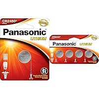 Panasonic CR2450 3.0 Volt Long Lasting Lithium Coin Cell Batteries & CR2032 3.0 Volt Long Lasting Lithium Coin Cell Batteries in Child Resistant, Standards Based Packaging, 4 Pack
