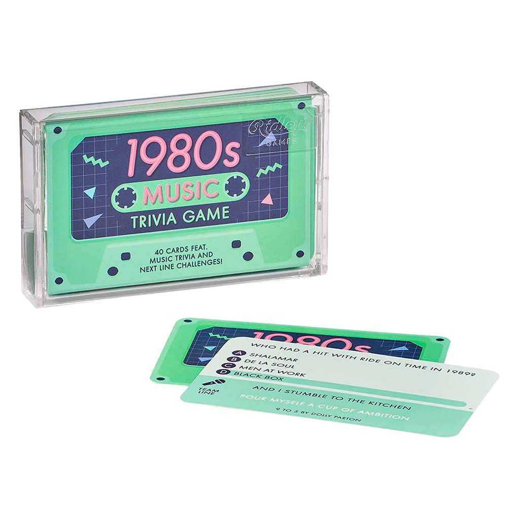 Ridley’s 1980s Music Trivia Card Game – Quiz Game for Adults and Kids – 2+ Players – Includes 40 Cards with Unique Questions – Fun Family Game – Makes a Great Gift
